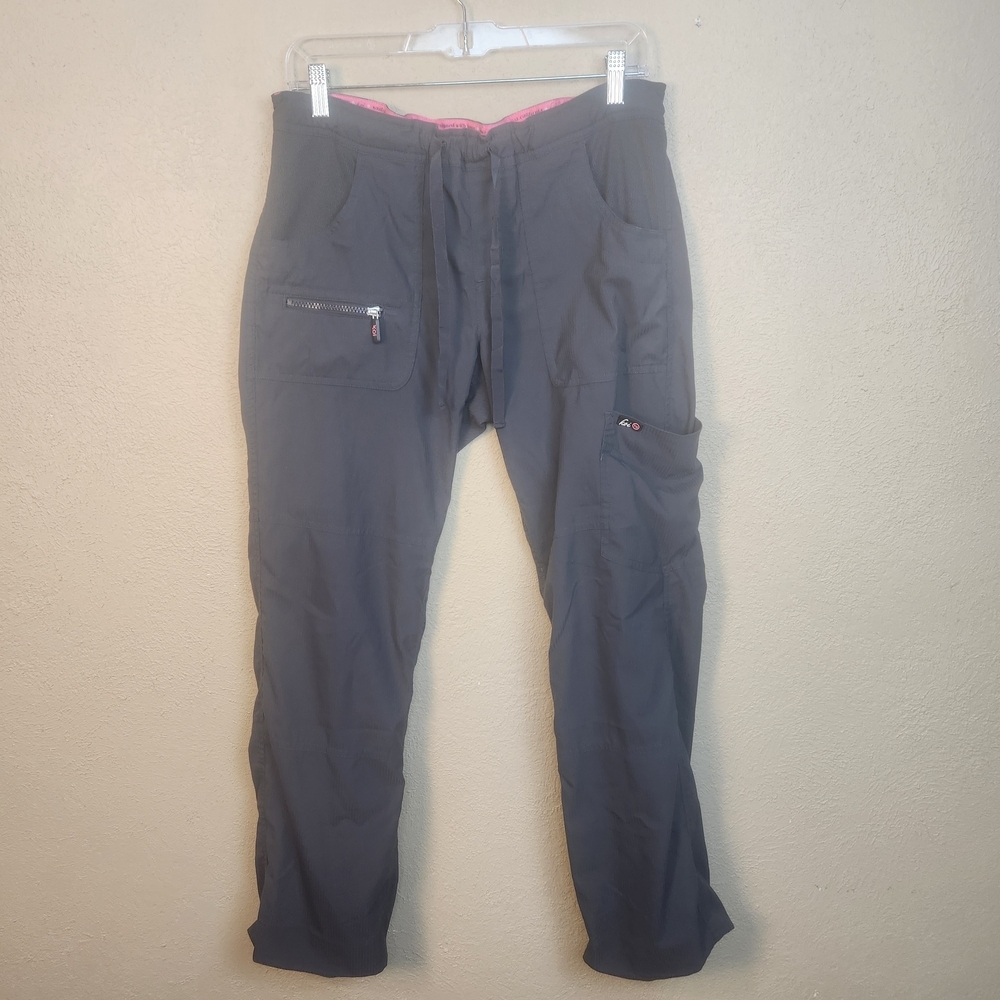 Koi Lite Gray Scrub Pants with Pink Accents Small (6049)